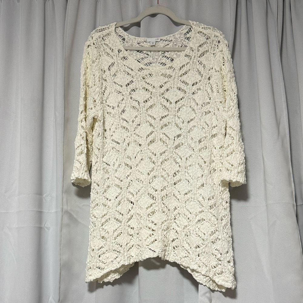 J. Jill Cream Lace Tunic Top Size XL Petite